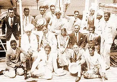 Die indische Hockeymannschaft an Bord der Haruna Maru auf dem Weg nach Los Angeles 1932