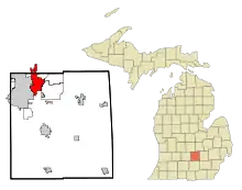 Lage im Ingham County und in Michigan