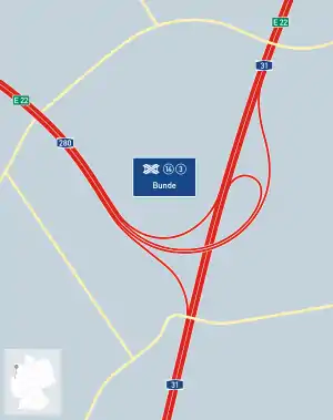Übersichtskarte Autobahndreieck Bunde