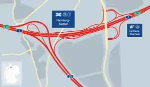 Übersichtskarte Autobahndreieck Hamburg-Südost