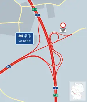 Übersichtskarte Autobahndreieck Langenfeld