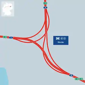 Übersichtskarte Autobahndreieck Werder