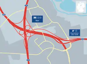 Übersichtskarte Autobahnkreuz Ölper