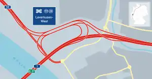 Übersichtskarte Kreuz Leverkusen-West