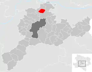 Lage der Gemeinde Inzersdorf-Getzersdorf im Bezirk St. Pölten-Land (anklickbare Karte)