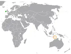 Lage von Irland und Osttimor
