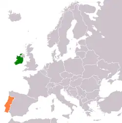Lage von Irland und Portugal