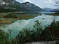 Mündung der Isar in den Sylvensteinstausee.