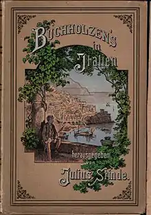 Umschlagillustration der 28. Auflage (1885) von Buchholzens in Italien