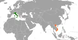 Lage von Italien und Vietnam