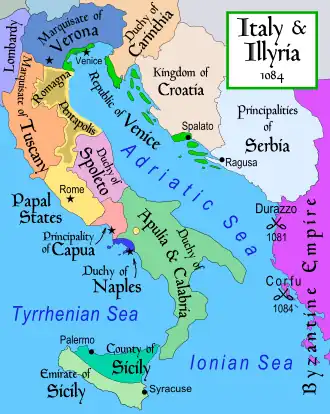 Das Herzogtum von Apulien und Kalabrien im politischen Kontext Italiens und des Balkans ab 1084