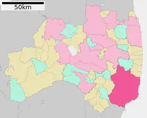Lage Iwakis in der Präfektur