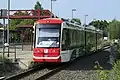 Zweikraftwagen 690 439 der Chemnitzbahn im Bahnhof Burgstädt