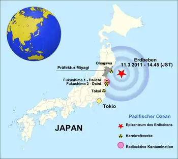 Nach dem Tōhoku-Erdbeben vom 11. März kommt es im japanischen Kernkraftwerk Fukushima I zu einer folgenschweren Unfallserie in mehreren Reaktorblöcken.