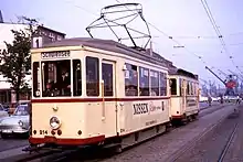 Zweirichtungs-Straßenbahn-Triebwagen (Baujahr 1940) der Kieler Straßenbahn