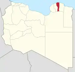Die Lage von Munizip al-Dschabal al-Achdar in Libyen
