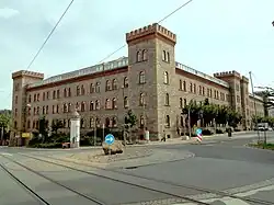 Westansicht der Jägerkaserne vom Grünen Graben