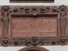 Inschrift über der Eingangstüre im Domhof. Domhof erbaut 1578 für den Schaffner des Domstiftes.