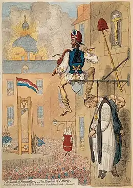Der Gipfel der Freiheit (The Pinnacle of liberty), Karikatur von James Gillray auf die Terrorherrschaft