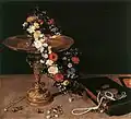 Stillleben mit goldener Schale und Blumenkranz, 1618, Öl auf Holz, 47,5 × 52,5 cm, Königliche Museen der Schönen Künste, Brüssel