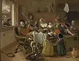 Jan SteenDie fröhliche Familie, 1668, Öl auf Leinwand, 110,5 × 141 cm, Rijksmuseum Amsterdam↓