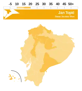 Stimmanteile von Jan Topić in den Provinzen