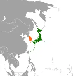 Lage von Japan und Südkorea