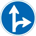 311-A: Vorgeschriebene Fahrtrichtung – geradeaus und rechts