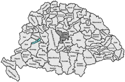 Lage des Komitats Jász-Nagykun-Szolnok