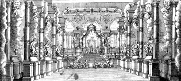 Szenenbild des vierten Akts. Partiturausgabe von 1709