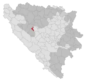 Lage der Gemeinde Jezero (Bosnien und Herzegowina) in Bosnien und Herzegowina (anklickbare Karte)