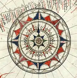 Windrose aus der Karte von Jorge de Aguiar, 1492