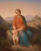 Maria mit Kind vor einer Landschaft