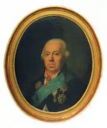 Josias von Qualen, Träger des Elefanten-Ordens, des Dannebrog­ordens und des St.-Annen-Ordens.