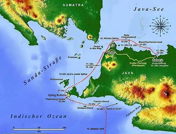 Kurs der Jacob Cats. Rekonstruiert nach Junghuhns WerkTopographische und naturwissenschaftliche Reisen durch Java.