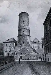 Mühlturm nach Brand um 1880