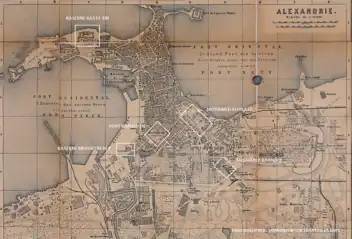 Standorte der Schweizer Garde in Alexandria 1882/83