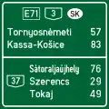 Entfernungstafel an Schnellstraßen