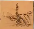 Frau auf einem Felsen