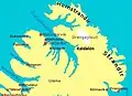 Lage der Kaldalón-Bucht im nördlichen Teil der Westfjorde