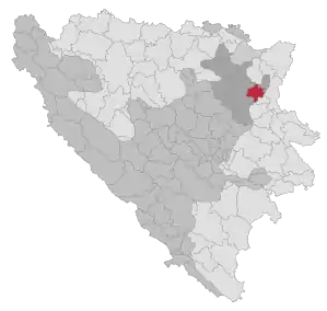 Lage der Gemeinde Kalesija in Bosnien und Herzegowina (anklickbare Karte)