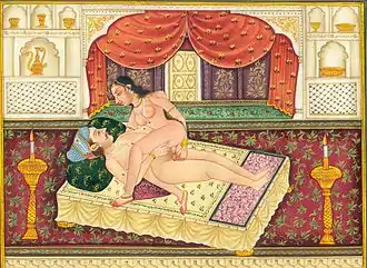 Das Bett als Ort für Sex, Illustration des Kamasutra