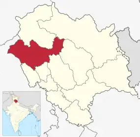 Positionskarte des Distrikts Kangra