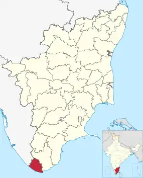 Positionskarte des Distrikts Kanyakumari