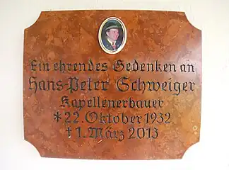 Gedenktafel für den Erbauer