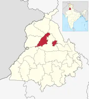 Positionskarte des Distrikts Kapurthala
