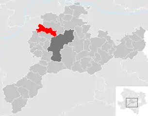 Lage der Gemeinde Karlstetten im Bezirk St. Pölten-Land (anklickbare Karte)