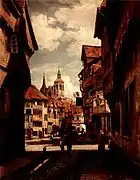 Braunschweig:Karrenführerstraße mit Magnikirche von Südwesten.Öl auf Leinwand55 × 43,5 cm
