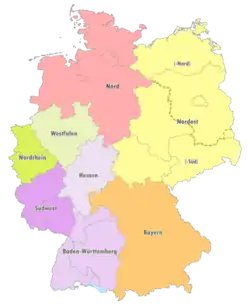 Geografische Einteilung der Oberligen zur Saison 2007/08