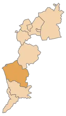 Lage des Bezirkes Oberwart innerhalb des Burgenlandes
